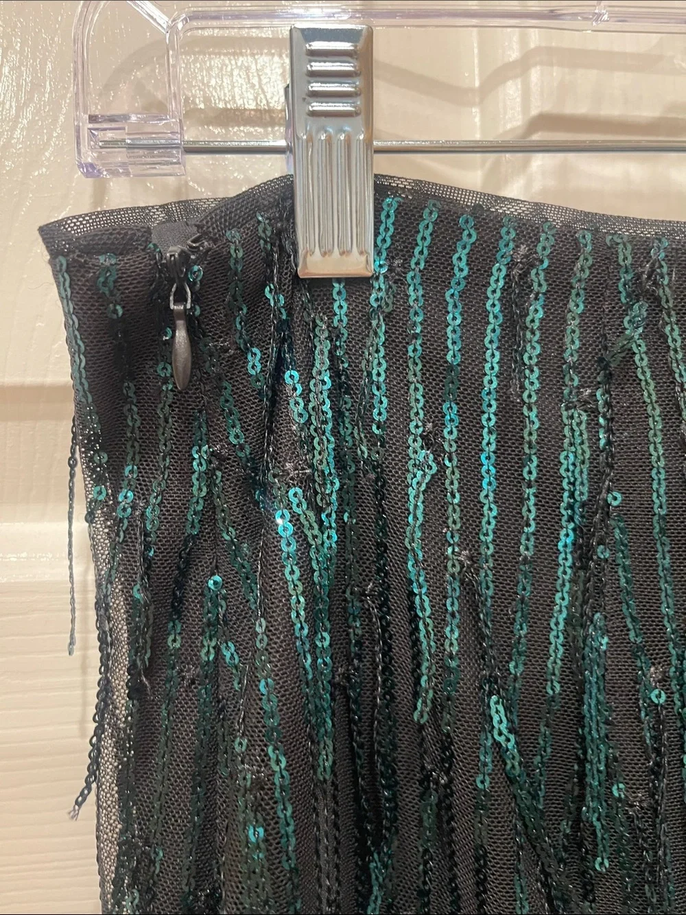 Black Sequin Fringe Mini Skirt - Women's Evening Skirt S:S